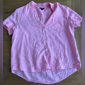 Pink Linen Short Sleeve Shirt J.CREW